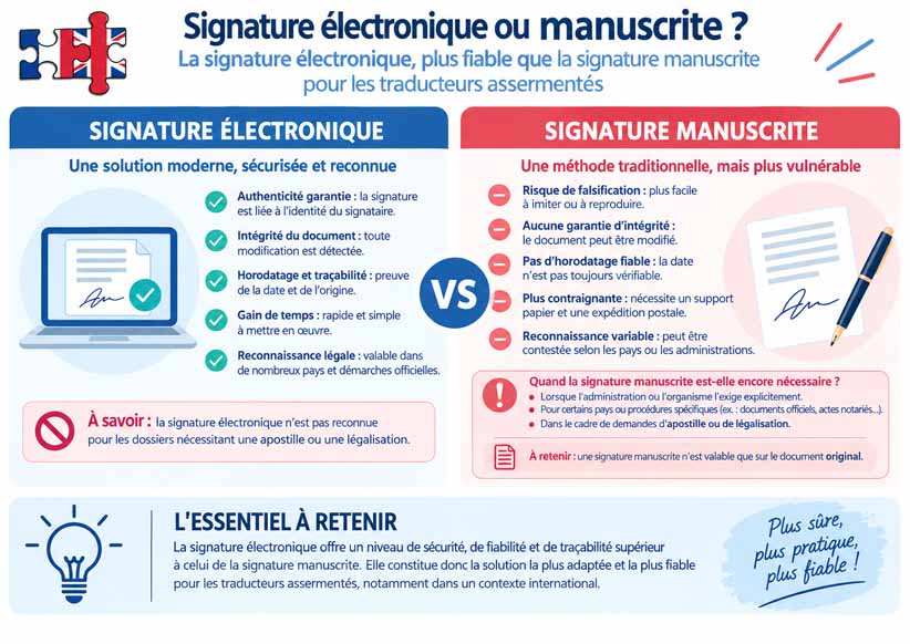 Traduction avec signature électronique ou signature manuelle originale ?